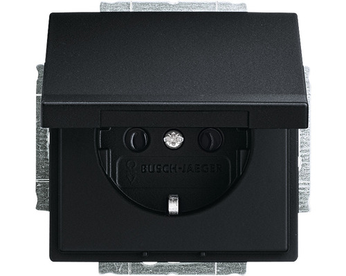 Busch-Jaeger 20 EUK-885 stopcontact met klapdeksel Future Linear zwart/mat
