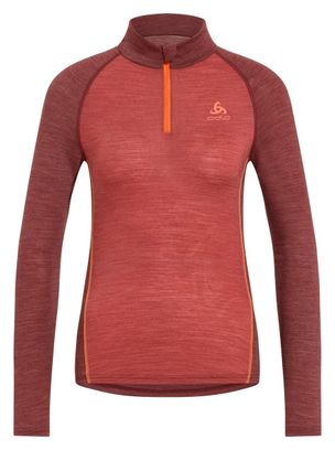 Base Layer Femme Odlo 1/2 Zip Performance Wool 150 Rouge