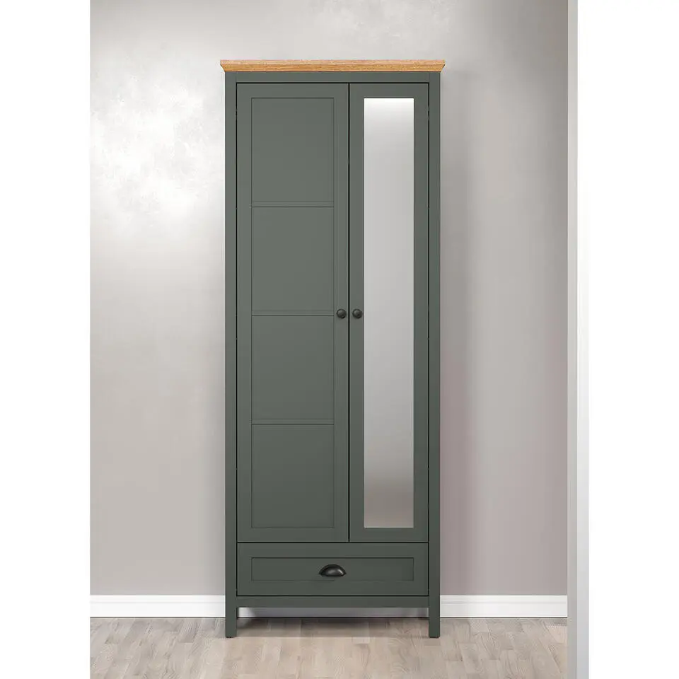 Hioshop Stanton kledingkast groen- eik decor