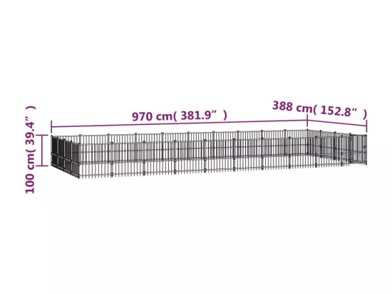 Chenil cage enclos pac noire 970 x 388 x 100 cm 02_0041844