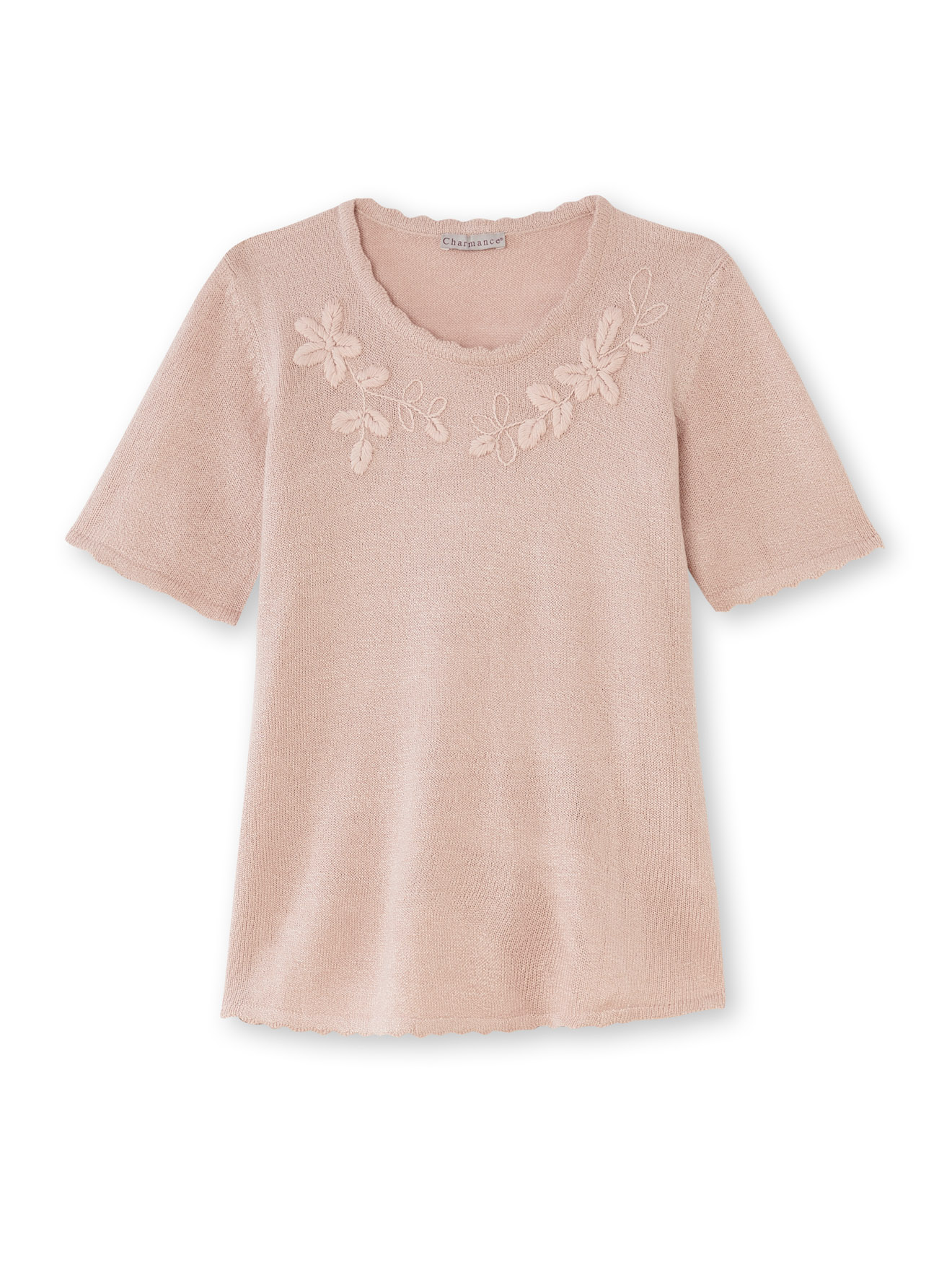 Pull brodé manches courtes