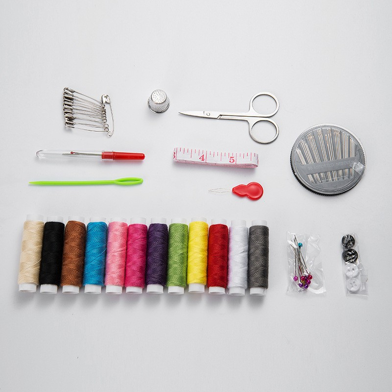 (65-tlg. Set) Näh Handwerk Kit DIY Mercerie Zubehör Nadel / Faden / Massband   Etui