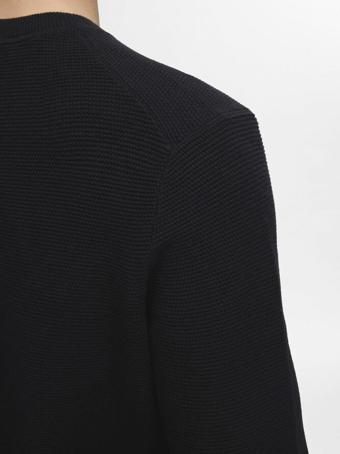 Selected Homme SLHROSS LS KNIT STRUCTURE CREW NECK Black