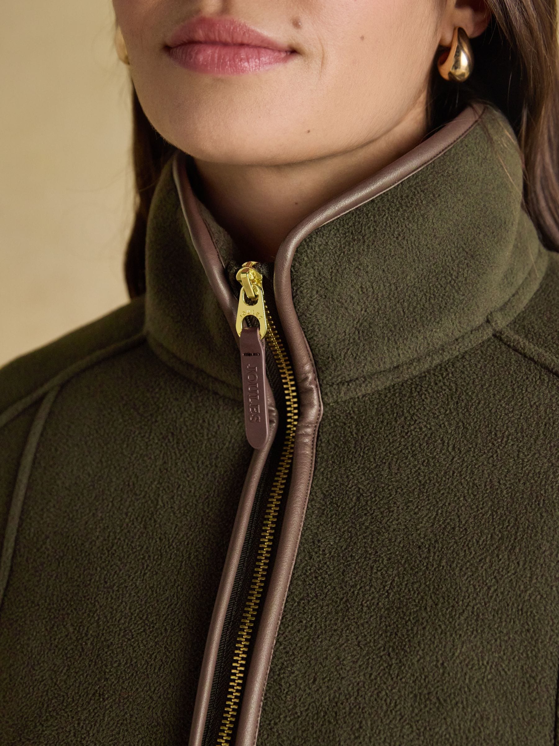 Groen - Heritage fleece met doorlopende rits