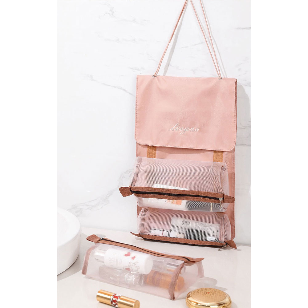 (5-tlg. Set) 54x23cm Verstellbare Kosmetik Tasche Necessaire Beauty Make Up Organizer Reisetasche - Schwarz