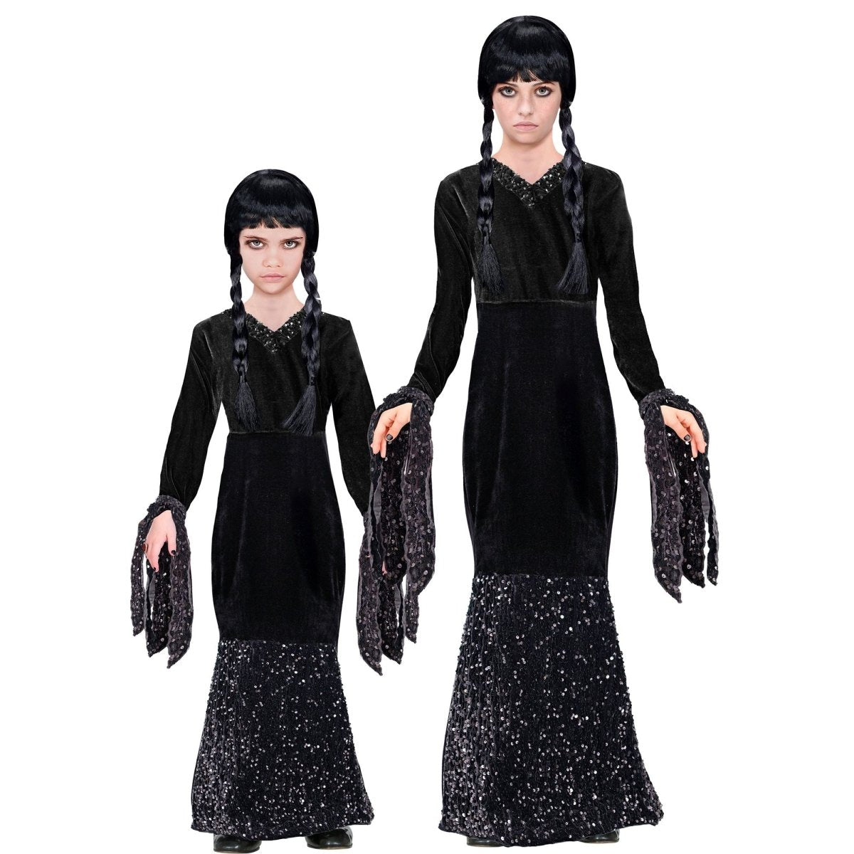 Halloween Jurk Zwart Meisje Lang