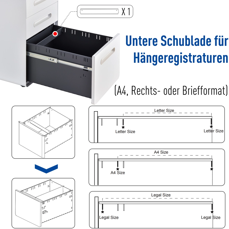 Vinsetto Aktenschrank mit Schließfach weiß