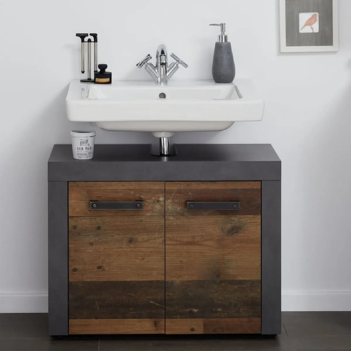 MES HALO Meuble sous lavabo - Bois vieilli