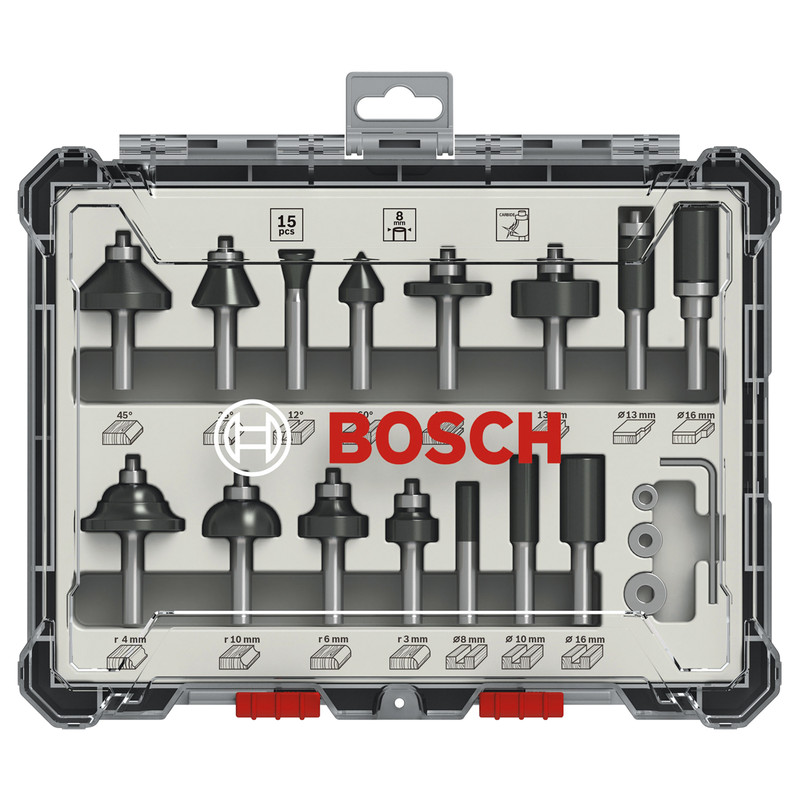 Bosch frezenset gemengd 15-delig