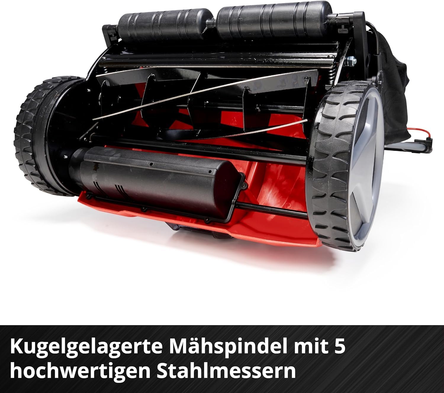 Einhell Akku-Rasenmäher GE-HM 18/38 Li - Solo Power X-Change (Li-ion, 18V, kugelgelagerte Mähspindel mit 5 präzisionsgeschliffenen Stahlmessern, ohne Akku und Ladegerät)