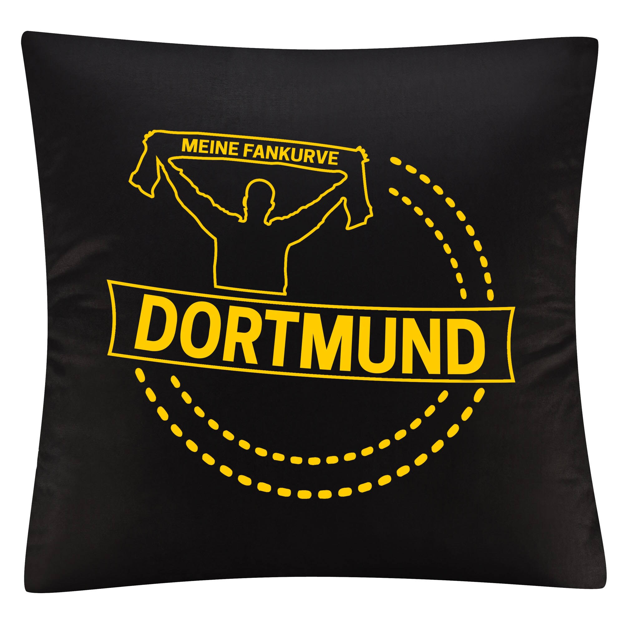 multifanshop® Kissenbezug - Dortmund - Meine Fankurve - Druck gelb
