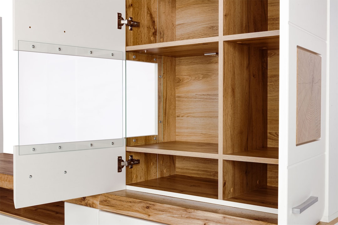 Wohnwand SOLID 320 x 205 x 47 cm 4-teilig weiß/braun
