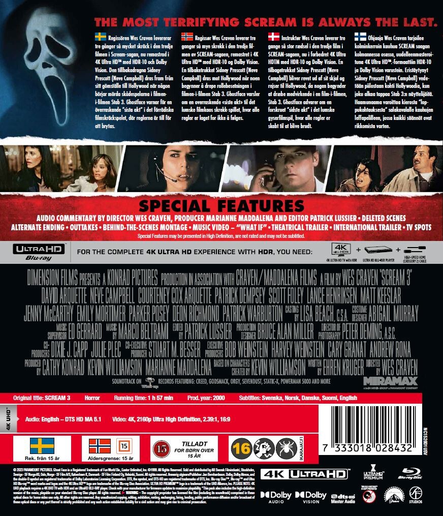 Scream 3 - 4K Ultra HD Blu-Ray