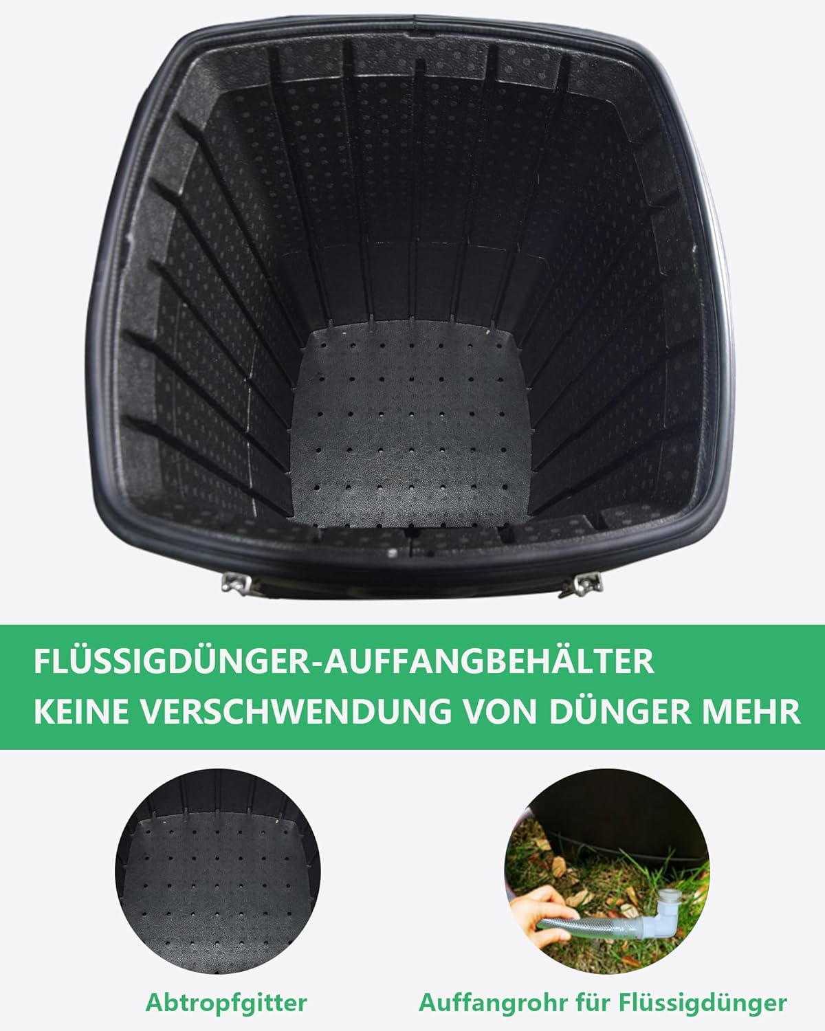 Thermischer Komposter 110L – Isolierter Garten-Kompostbehälter mit Wärmespeicherfunktion, beschleunigter Kompostierung, großer Öffnung und Sammelsystem für Flüssigkeit