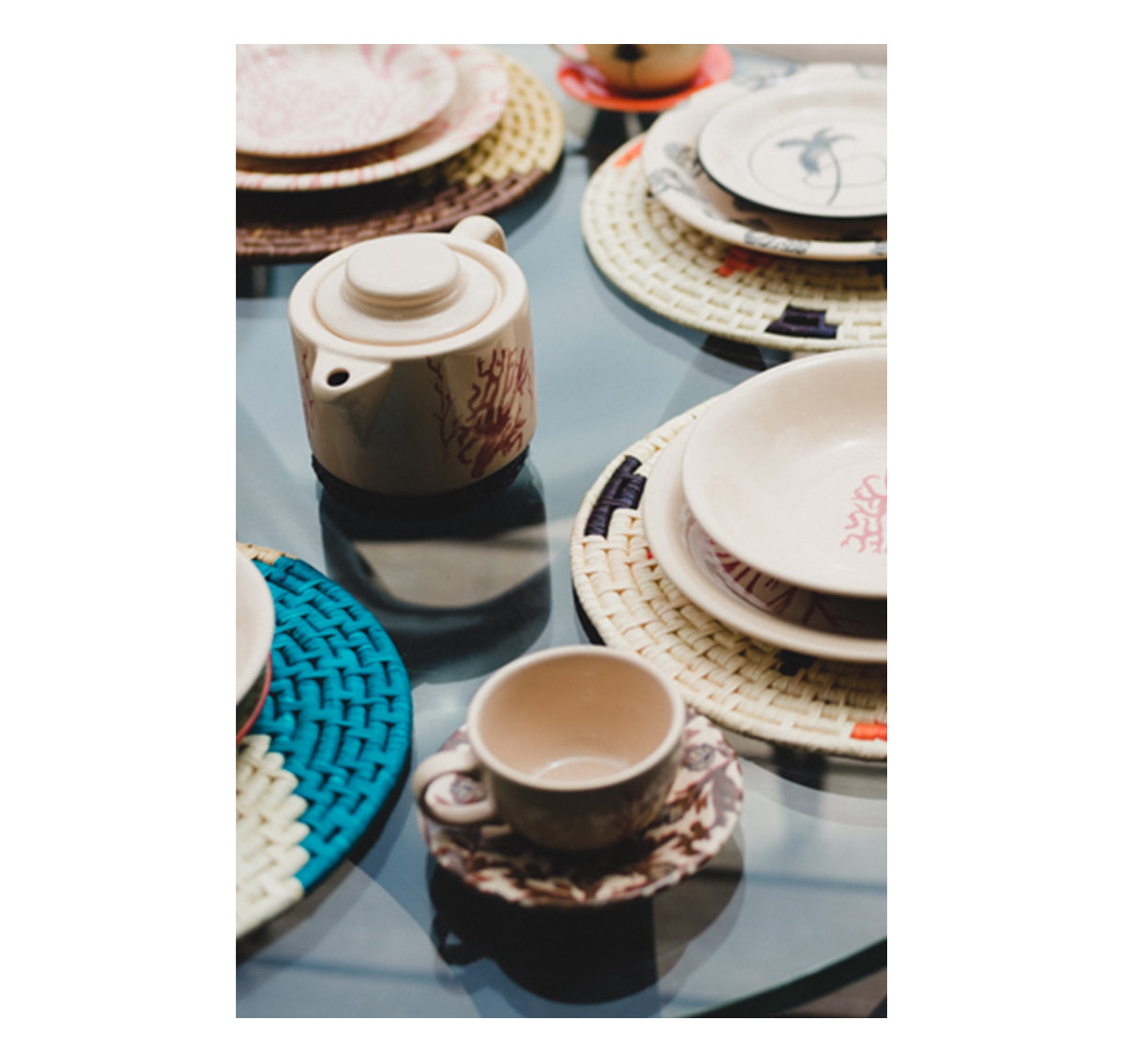 Tasse et assiette à thé en céramique « Trazos Sicilia Black » (lot de 4)