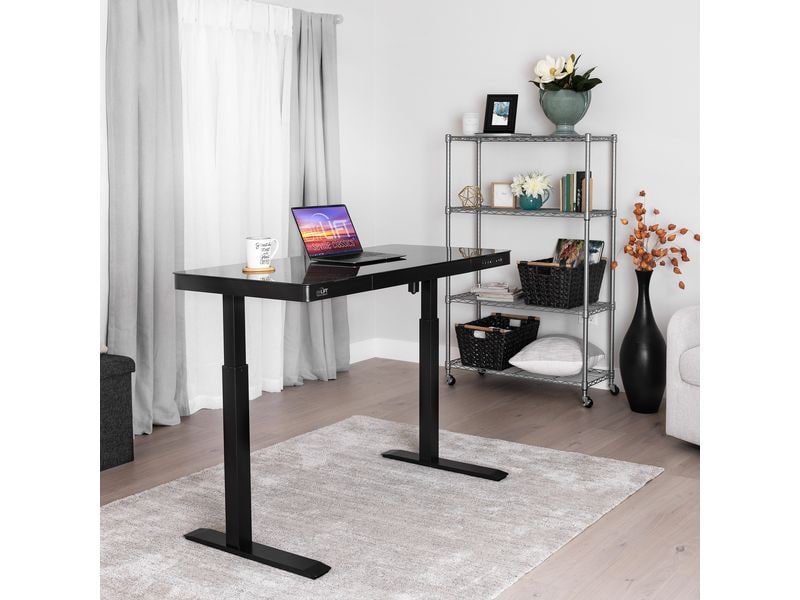 seville classics Stehtisch Airlift 1.2 x 0.6 m, Schwarz Tischgestell mit Glasplatte