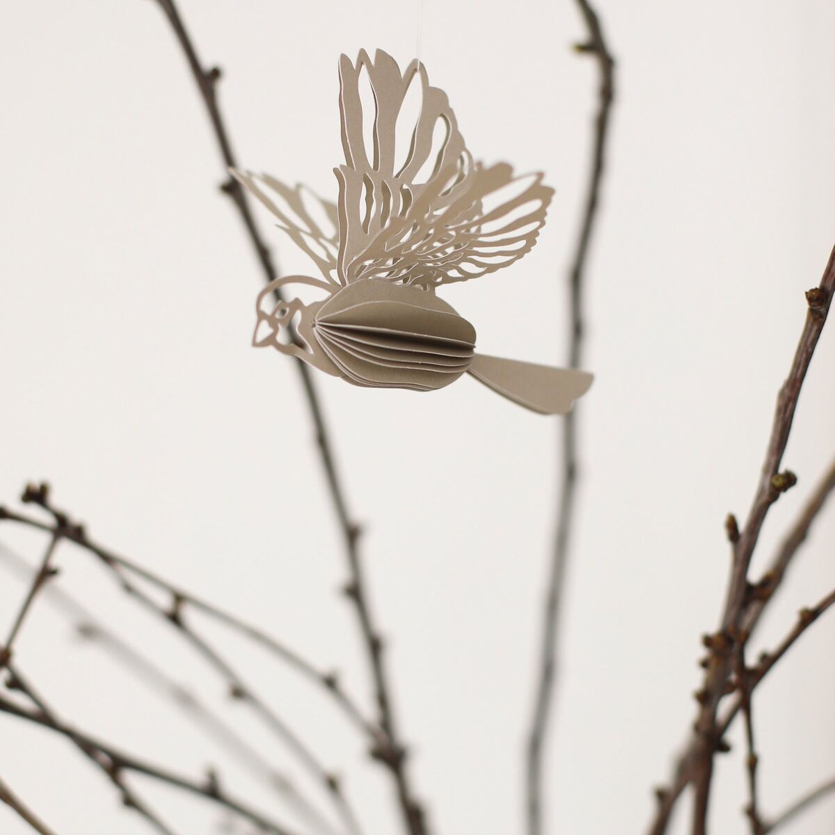 Paper Bird ornament 2-pack, sand