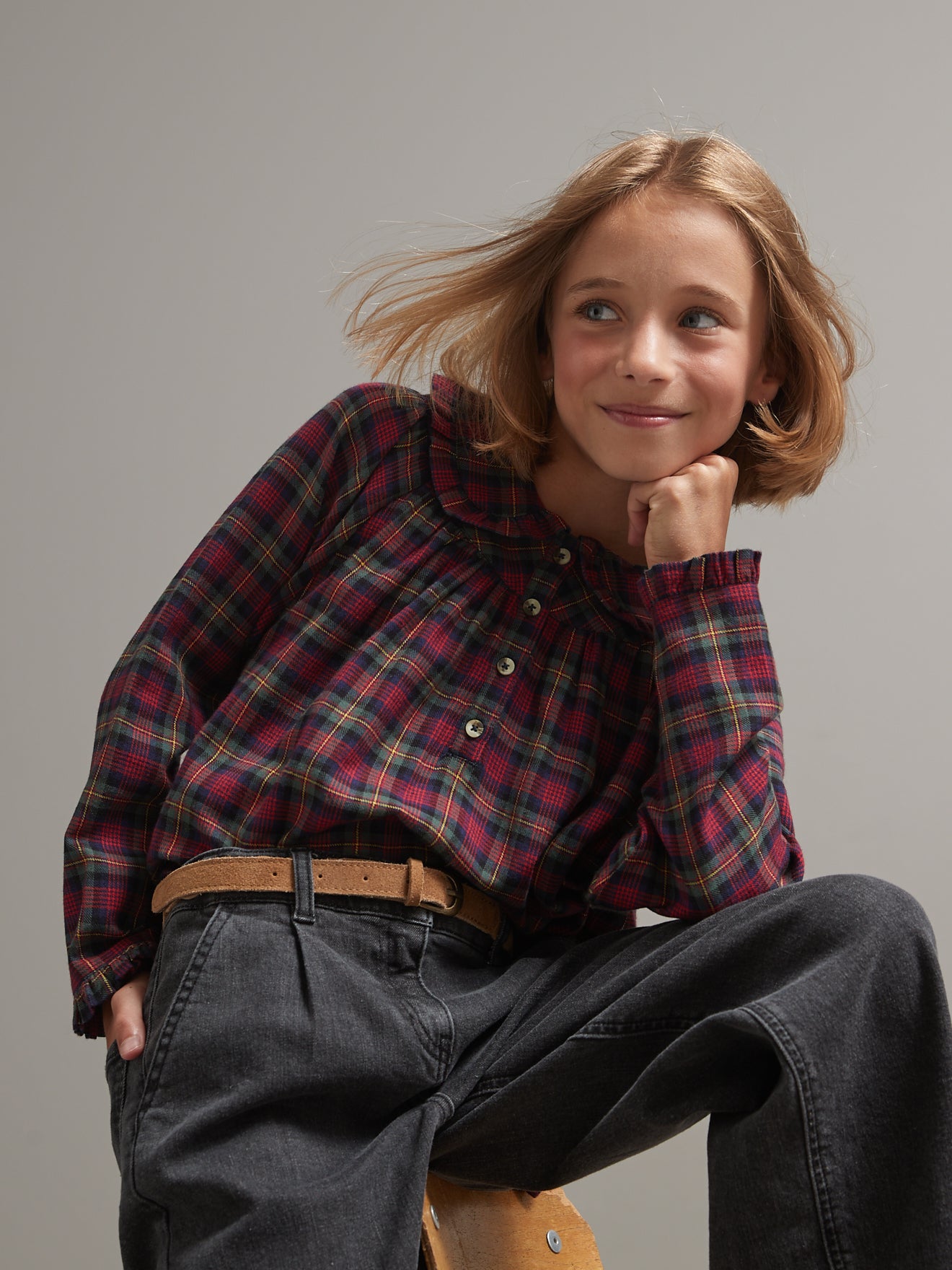 Blouse Fille à carreaux