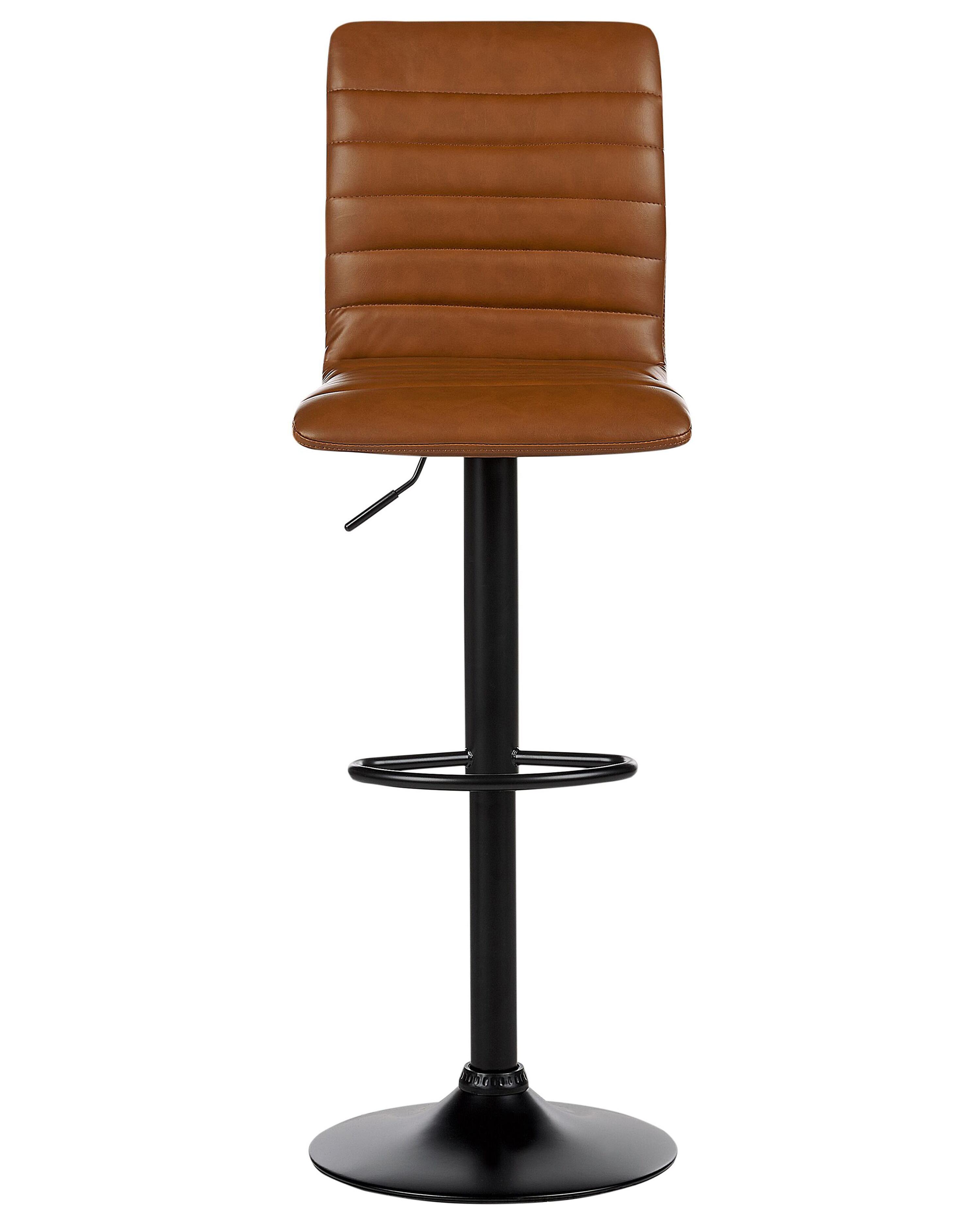 Set van 2 barstoelen LUCERNE Kunstleer draaibaar Goudbruin