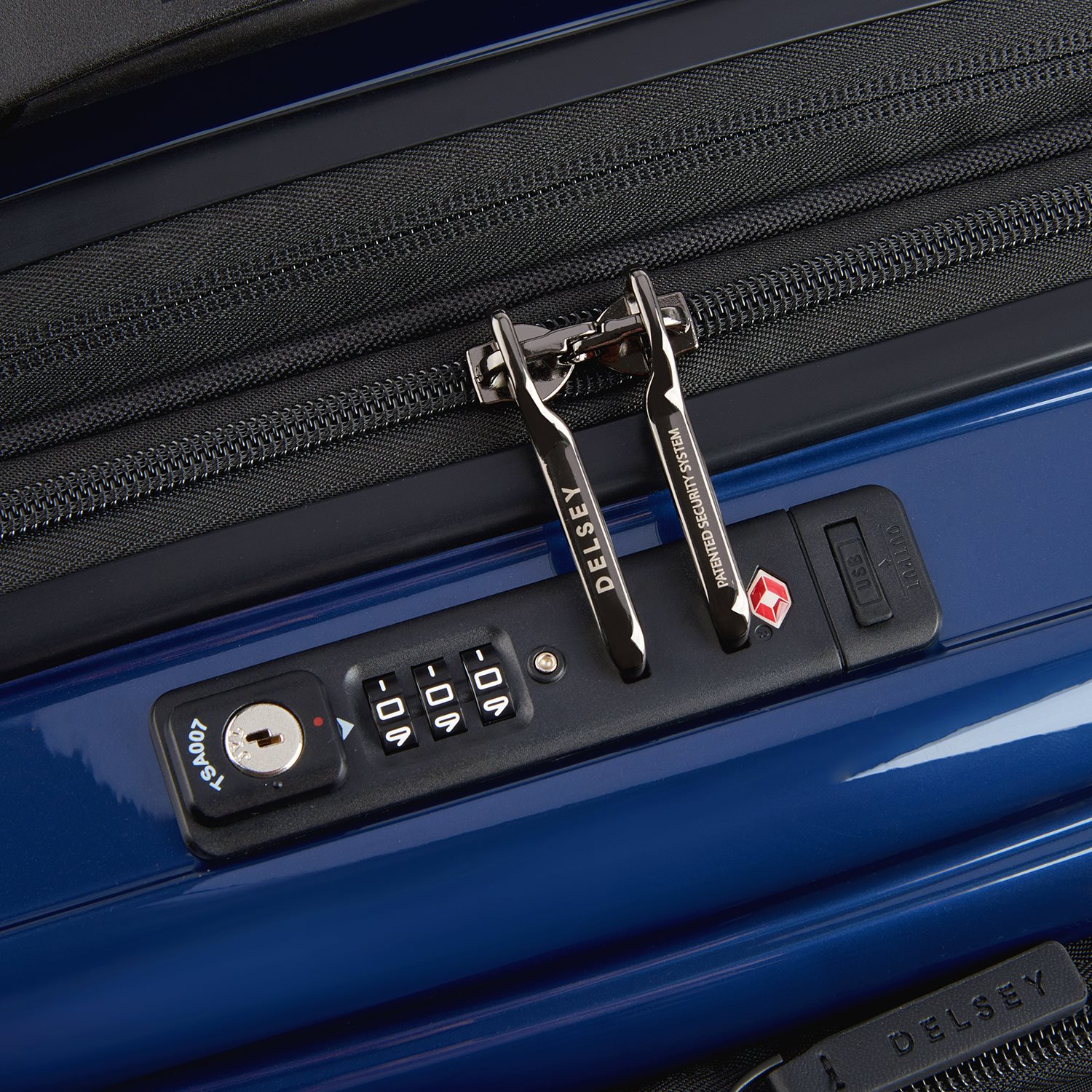 Delsey Shadow 5.0 Cabin Trolley Expandable Front Pocket blue