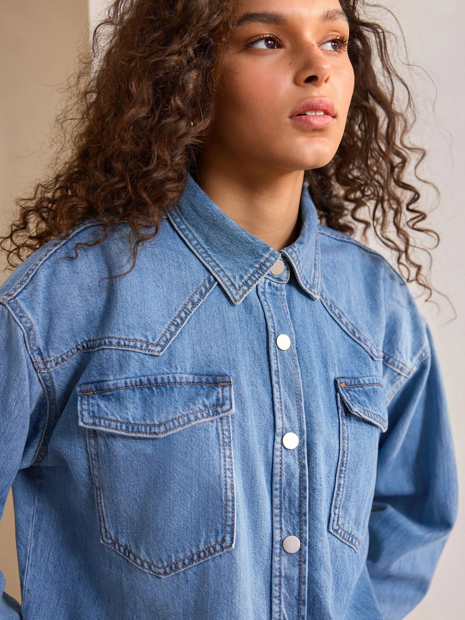 Normaal blauw - Oversized denim overhemd