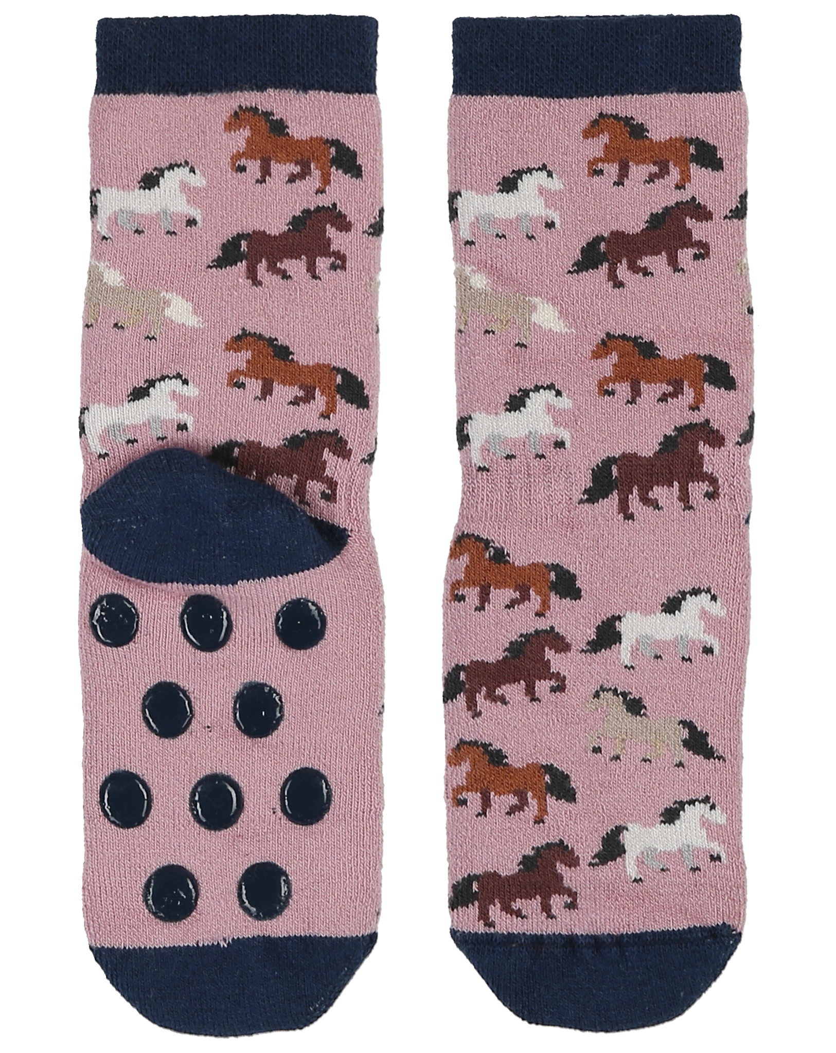 Stoppersocken PFERDE 2er-Pack in hell wildrose/tin