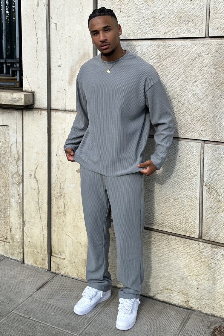 Ensemble 2 pièces pull + pantalon gris