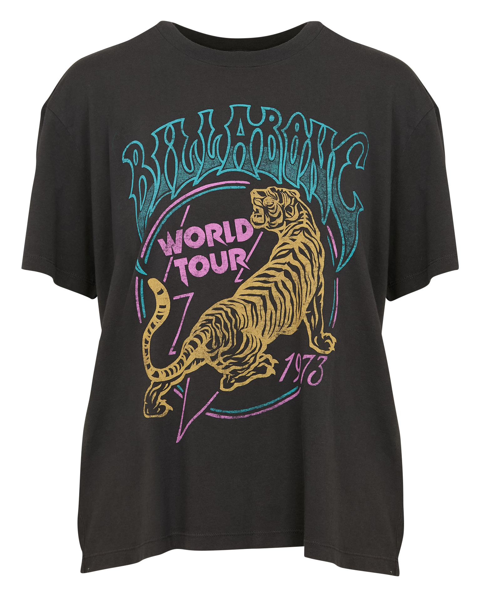 WORLD TOUR 73 - Tee-shirt droit col rond imprimé en coton | Noir