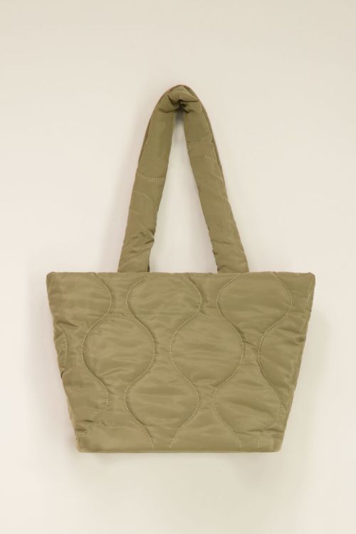 Kaki gewatteerde shopper