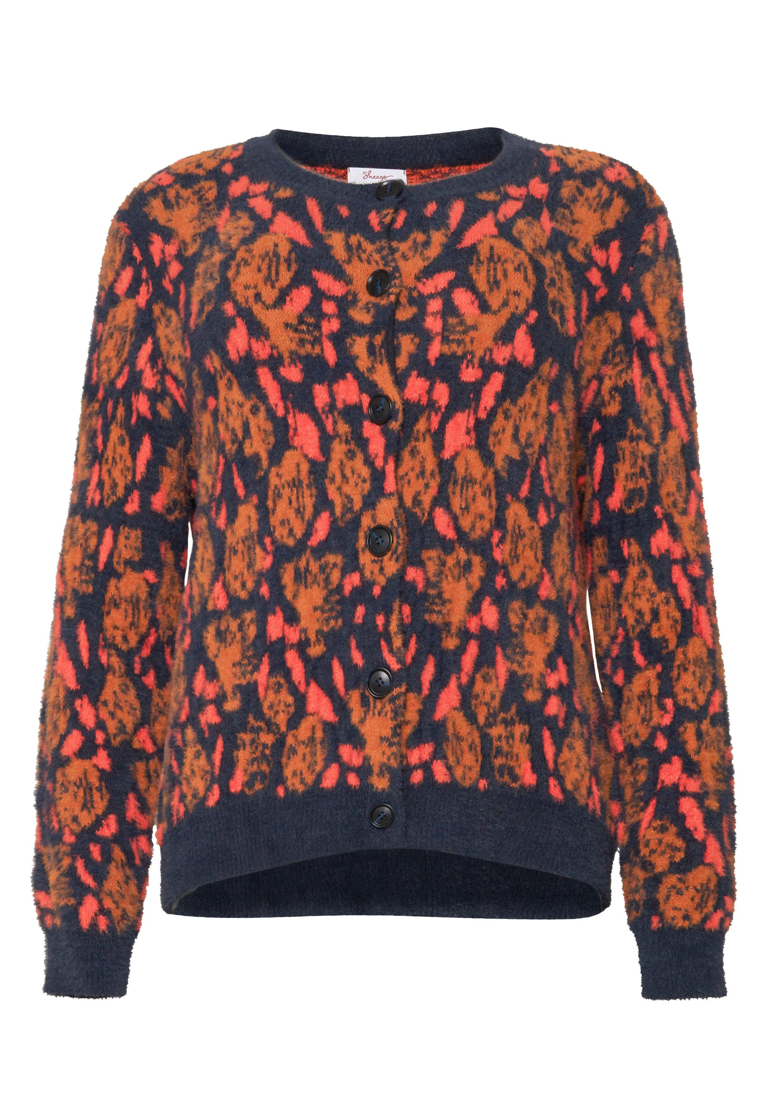 Strickjacke mit Rundhals und Jacquardmuster