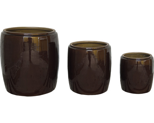Lafiora Jia keramische plantenpot, Ø 25 cm, H 25 cm, bruin