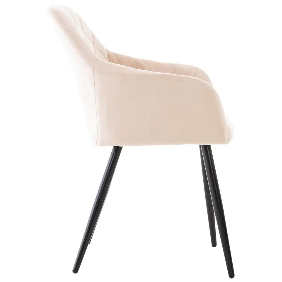 CLP Eetkamerstoel Shila zwart Frame - Fluweel - beige