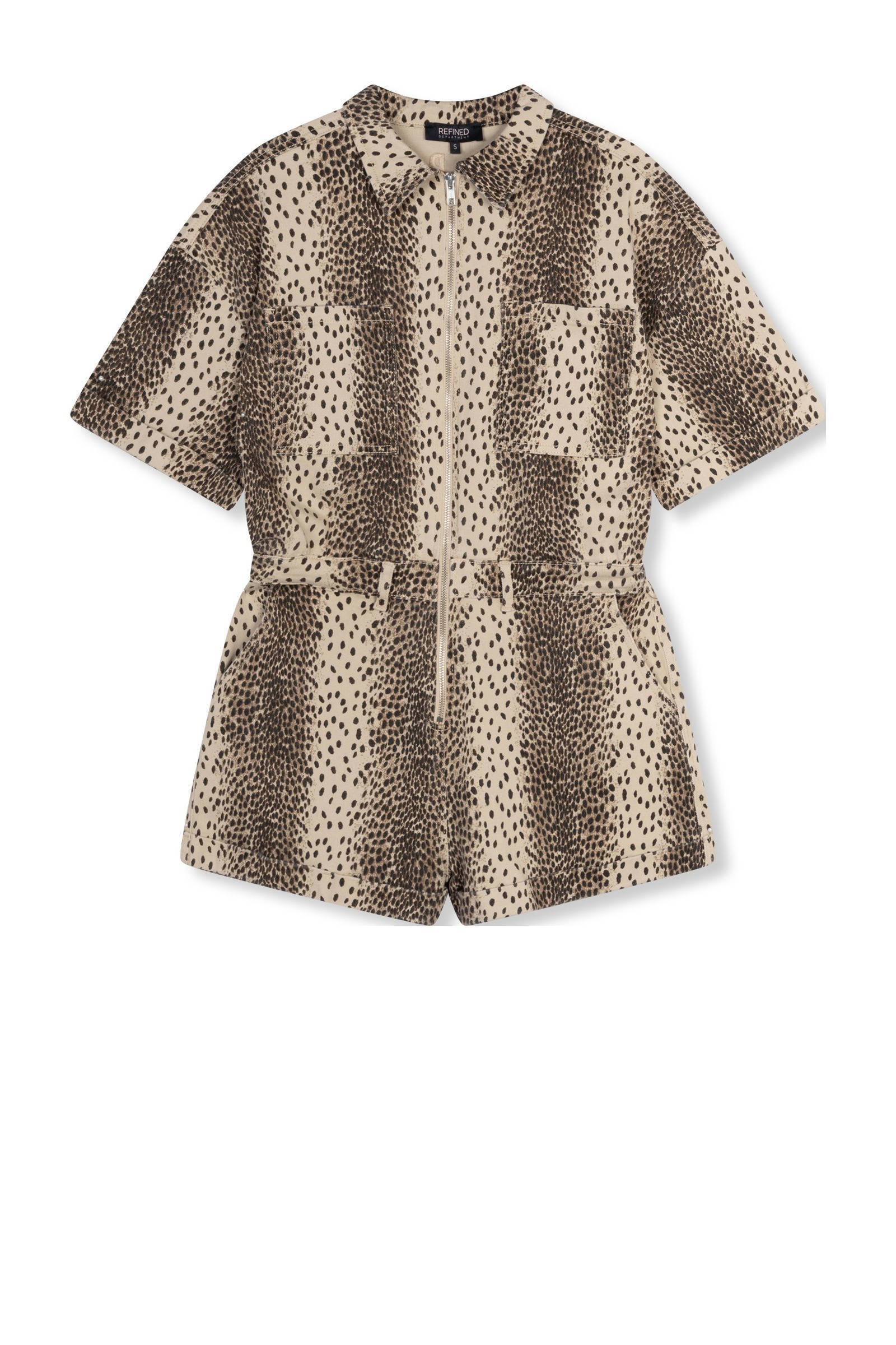 Refined Department playsuit met panterprint bruin/zwart
