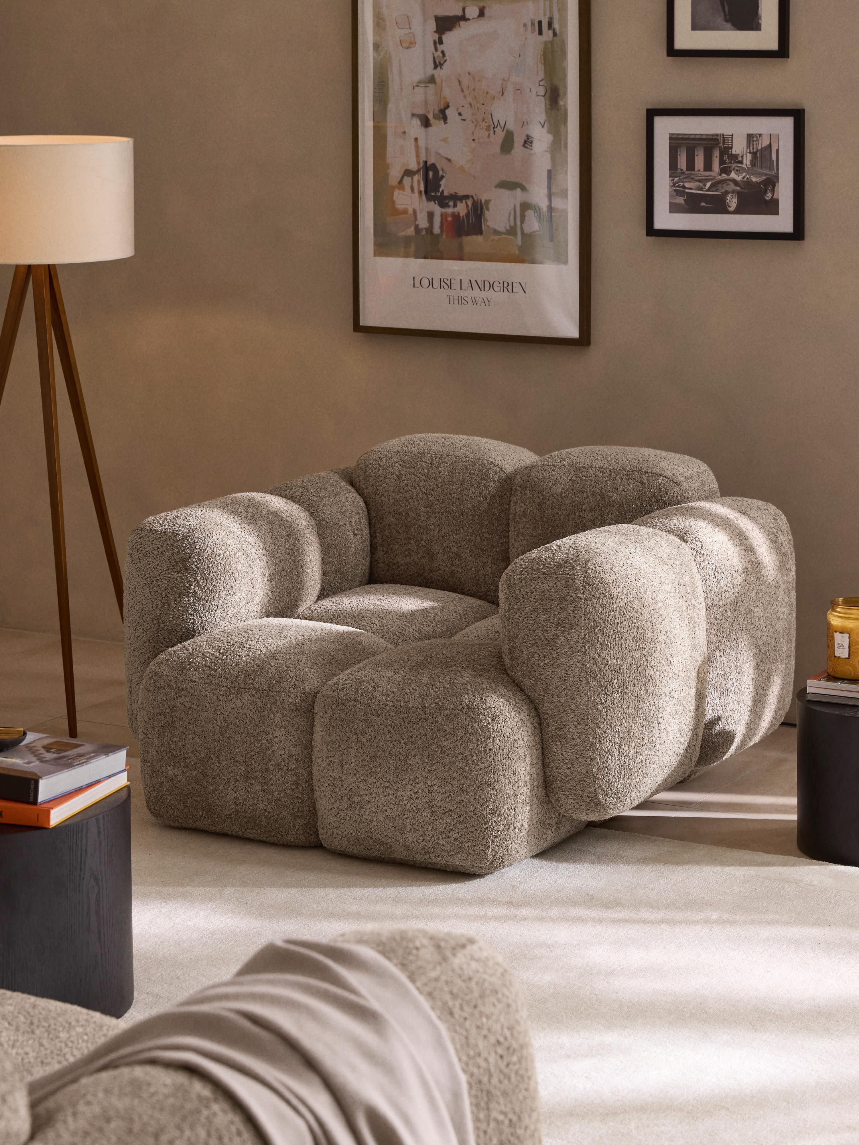 Loungefauteuil Tayla van teddy bouclé
