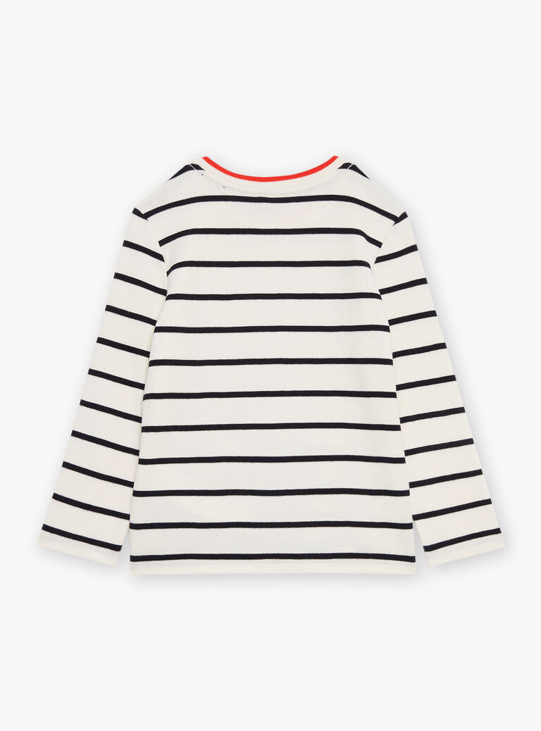 T-shirt écru et noir esprit marinière