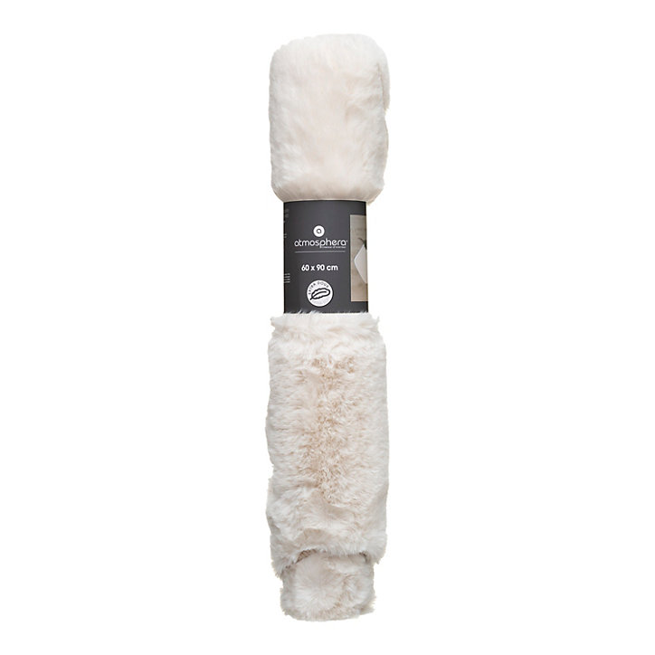 Tapis effet fourrure Atmosphera blanc ivoire L.90 x l.60cm