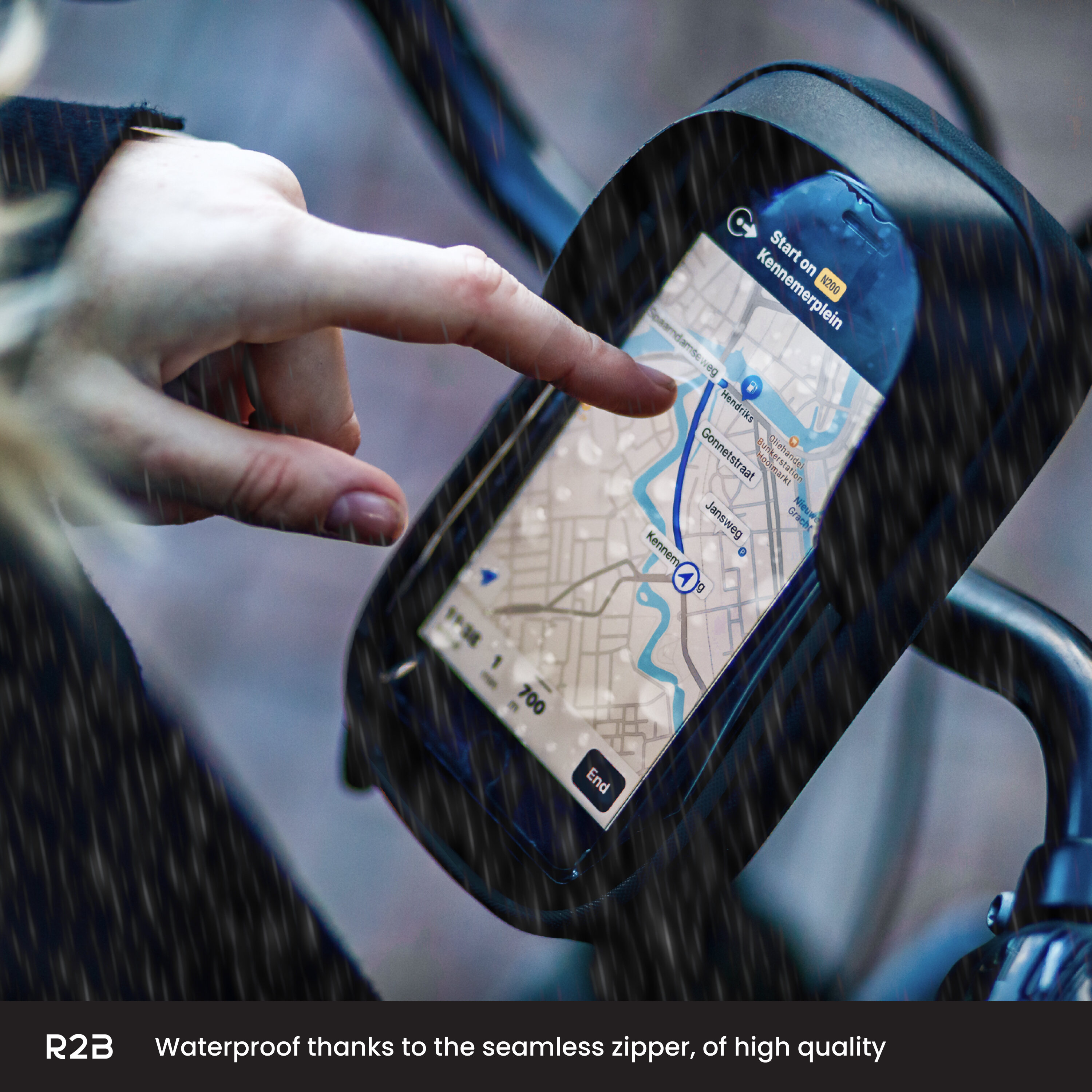 R2B Zwarte Waterdichte Fiets Telefoonhouder