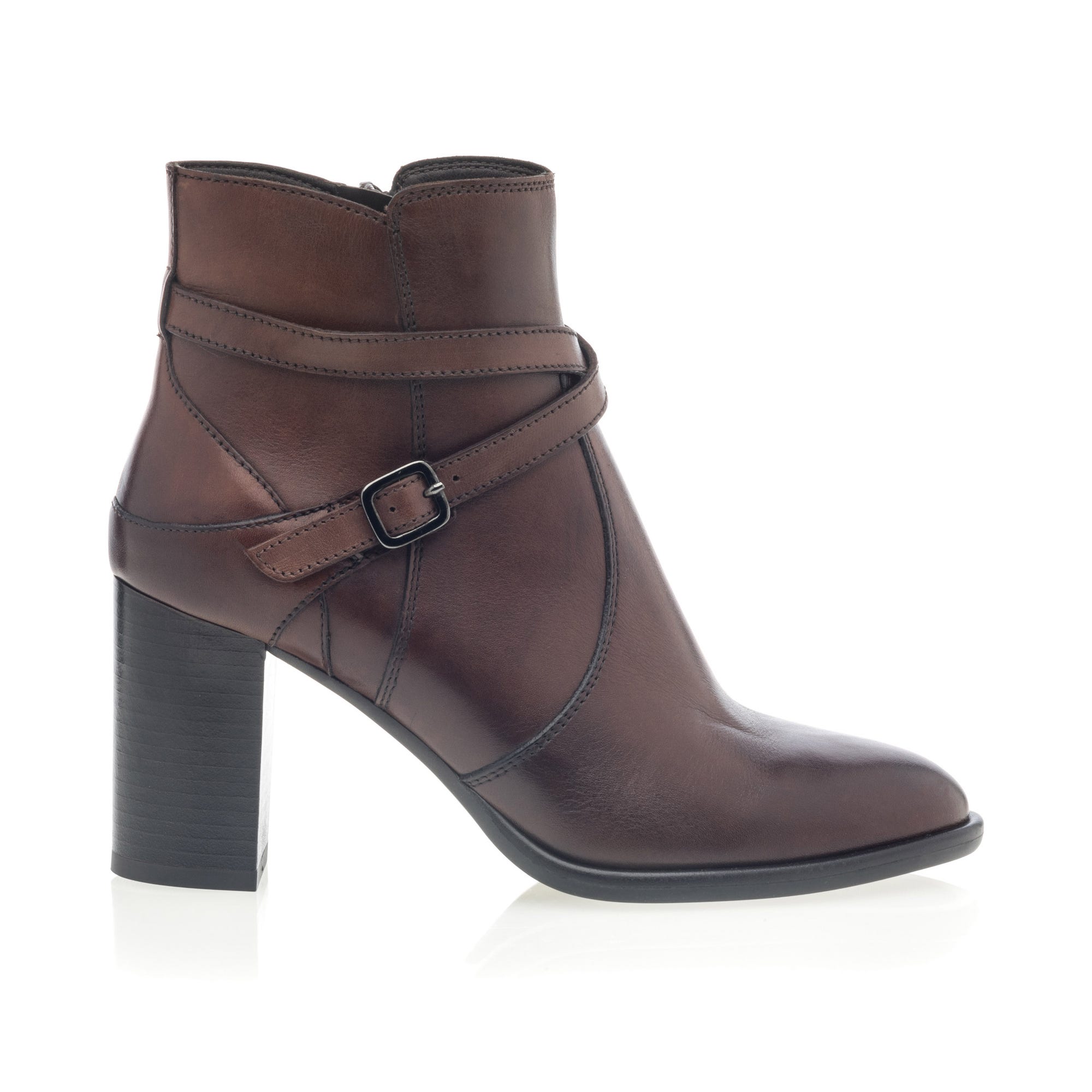 Bottines à talon Femme en cuir marron