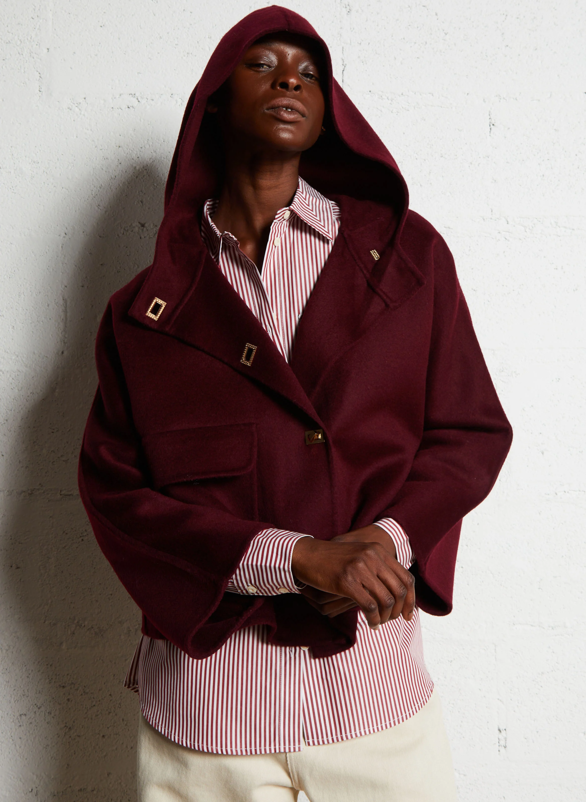 KOVE - Manteau ample col montant en laine mélangée | Violet