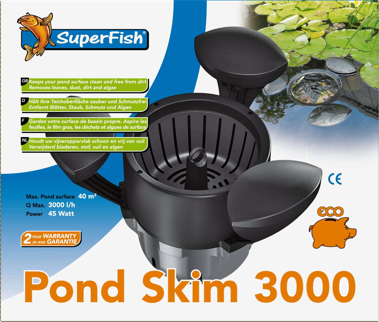 Superfish vijverskimmer 3000 zwart 25,5 x 31 x 26 cm