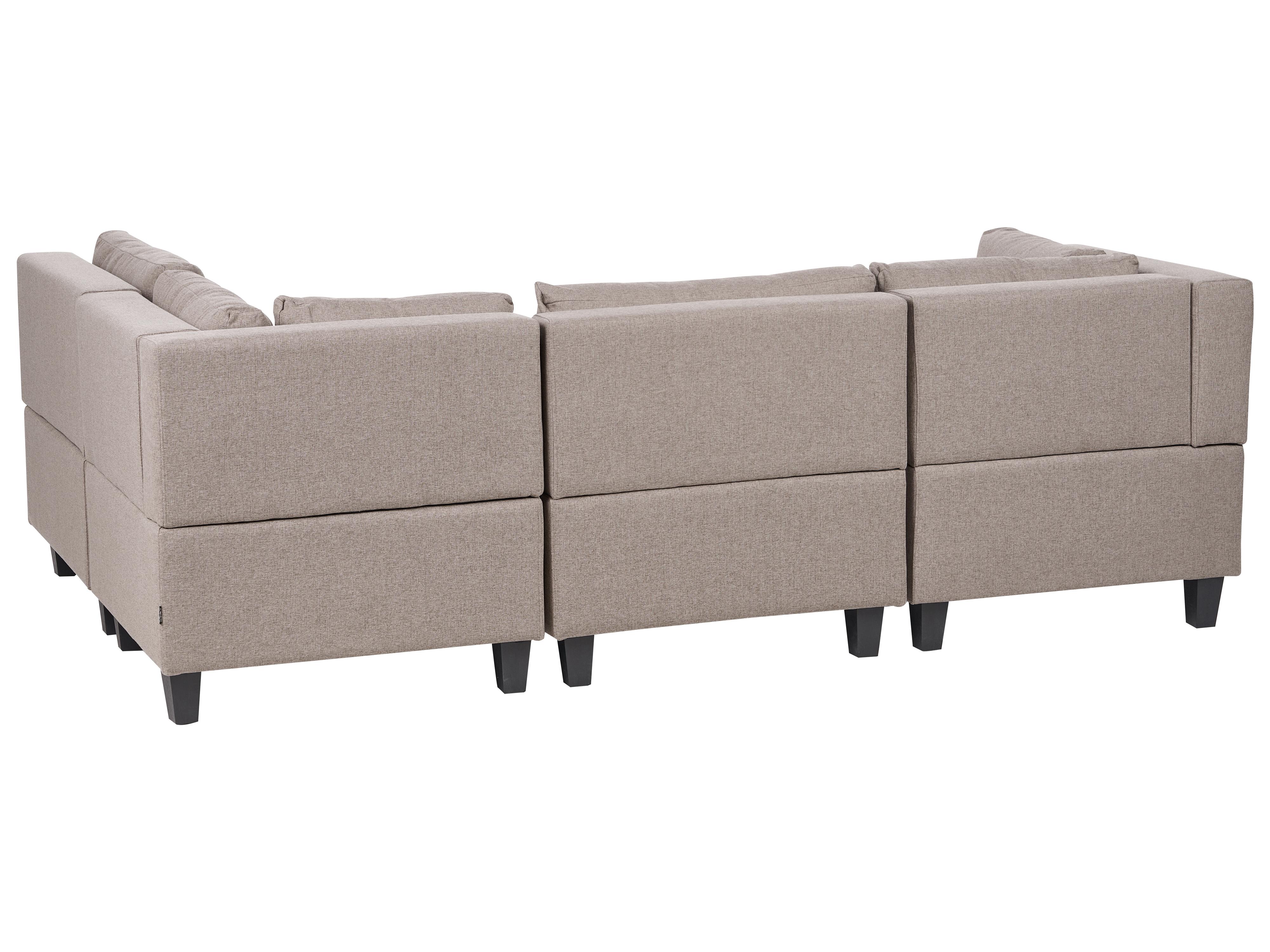 Modulaire hoekbank 4-zits UNSTAD Stof Bruin met ottomaan linkszijdig