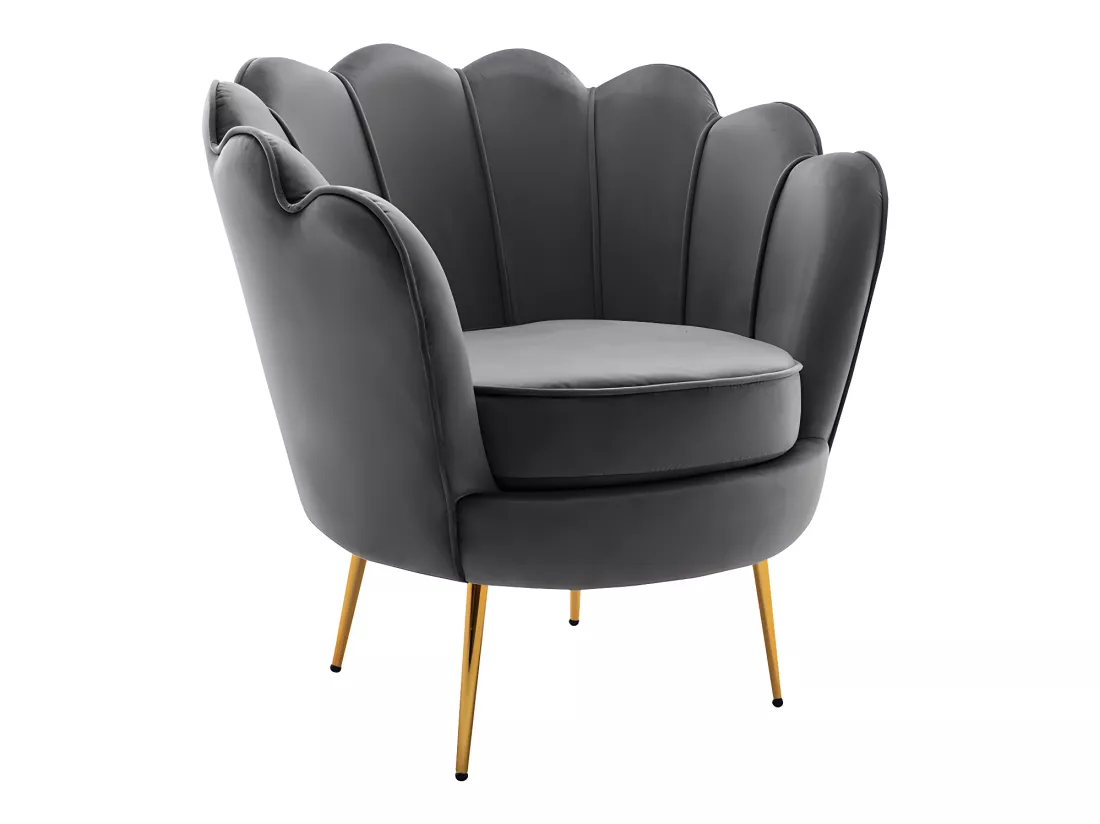 Canapé 2 places et fauteuil coquillage en velours anthracite DANDELION de Pascal Morabito