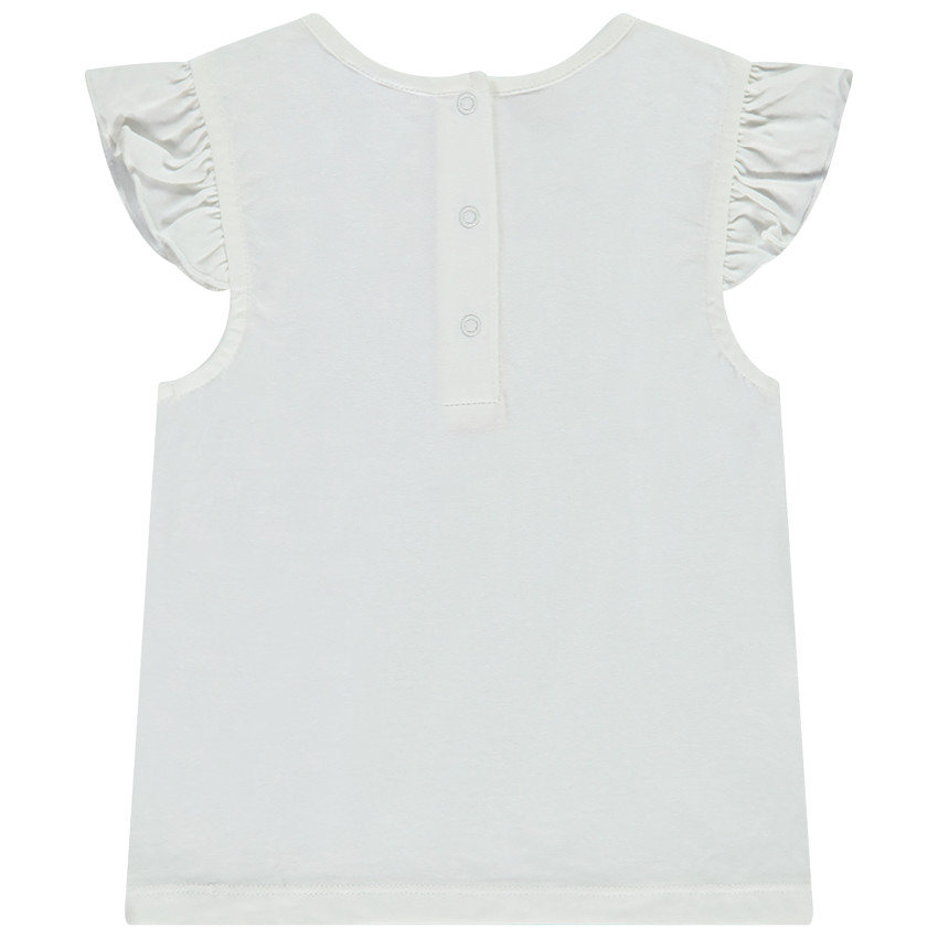 T-shirt manches courtes patchs fleurs en bouclettes pour bébé fille