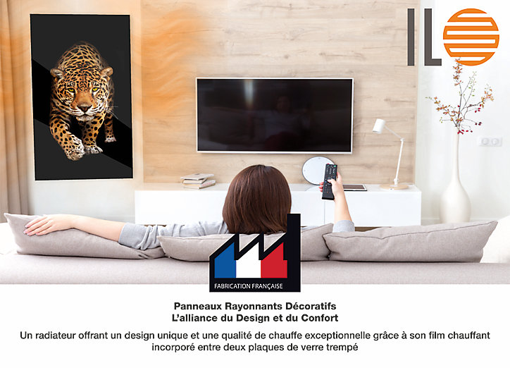 Radiateur électrique à rayonnement avec soufflerie Ilo Fanmix en verre design Léopard 1750W
