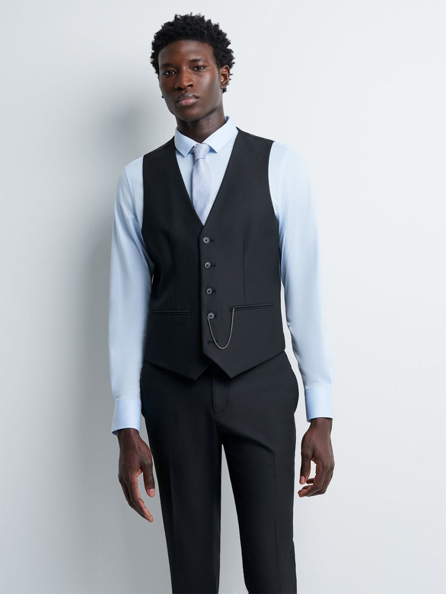 Gilet coordonnable en poly-viscose uni