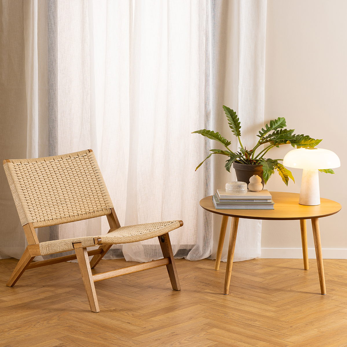 Fauteuil William - met gewoven zitting Beige