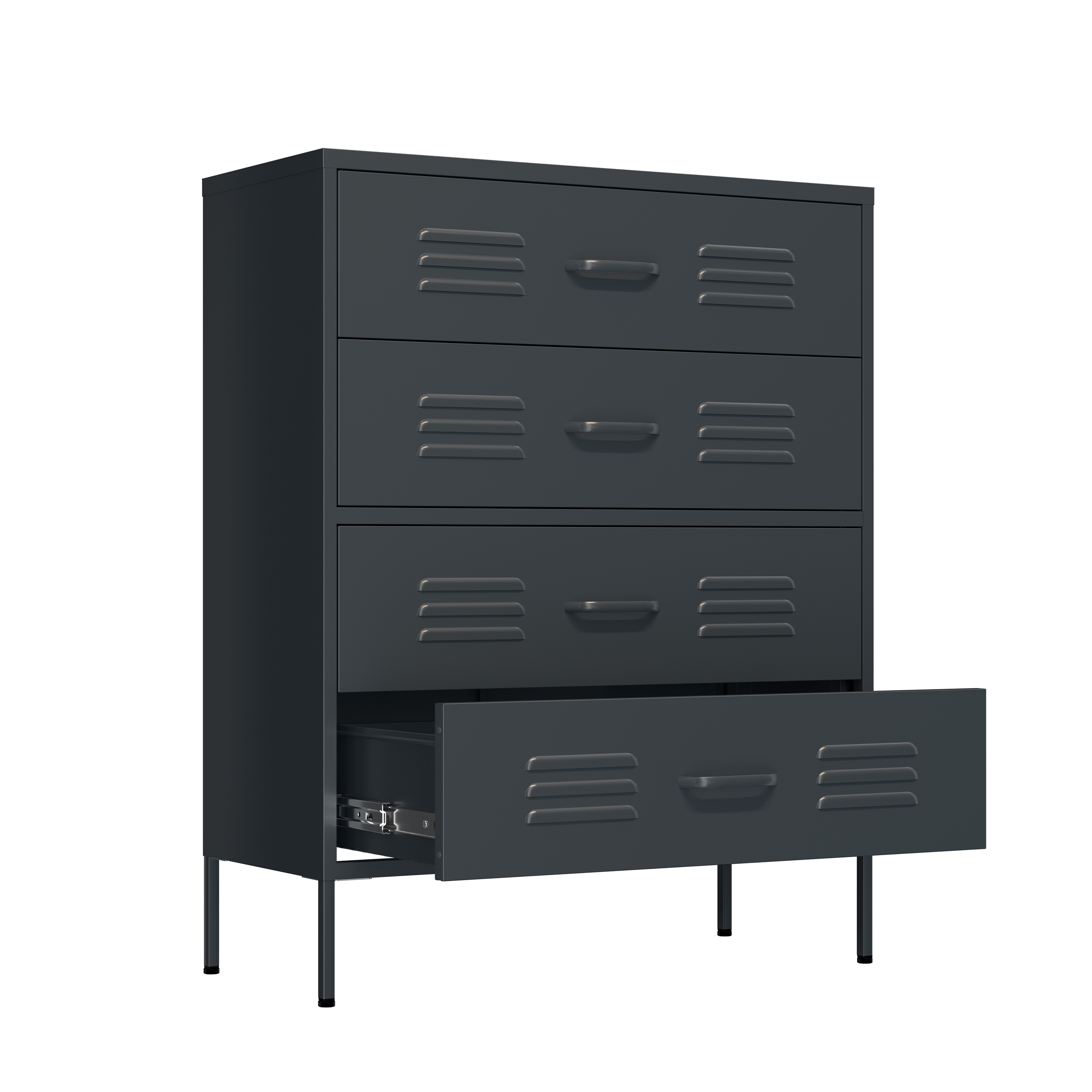 Kommode Metall KLAUS 4 Schubladen 80 x 101 cm anthrazit