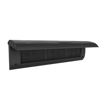 Handson brievenbusklep met borstel PVC zwart blinde bevestiging