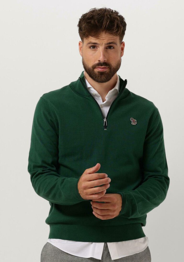 PS PAUL SMITH groene ps paul smith trui mens sweater zip neck zeb bad