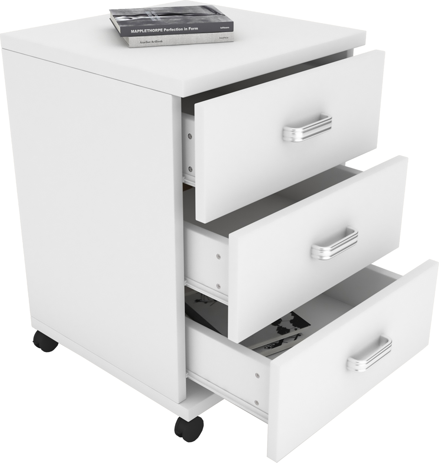 Rollcontainer TOBILA - weiß - 3 Schubladen - 45 cm